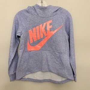 Nike Big‎ Logo Hoodie Sweatshirt Womens Small Hi Low Hem Purple Pullover